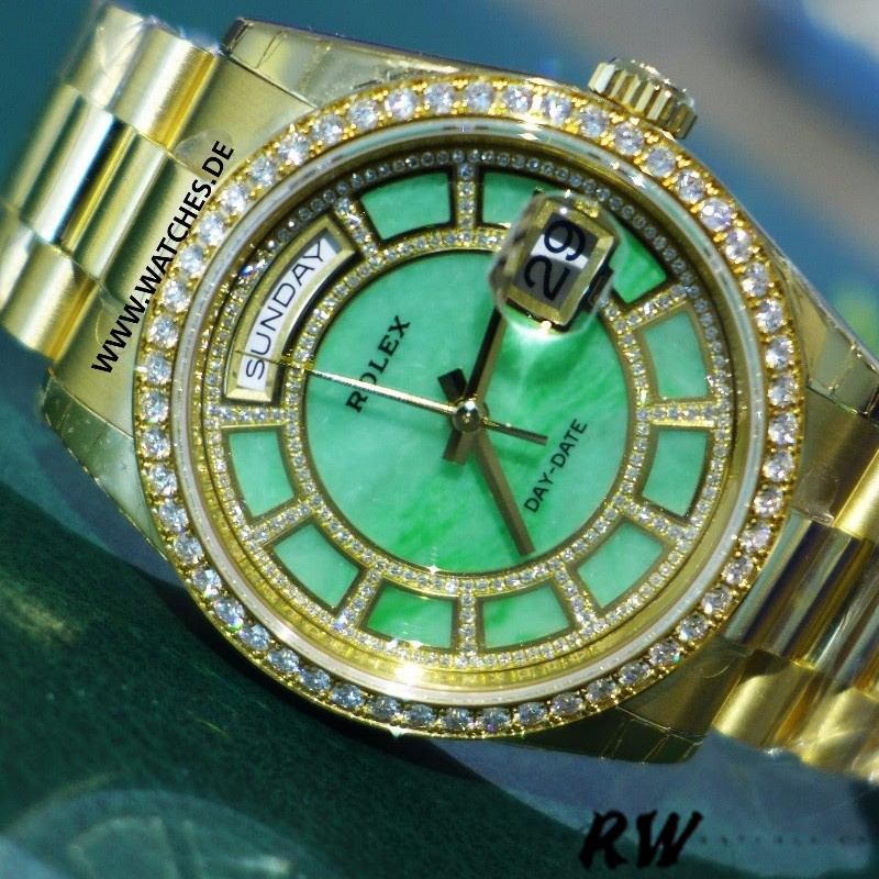 Rolex Day Date 118348 Green Dial Yellow Gold 36mm Unisex Replica Watch - QualitySwissReplica