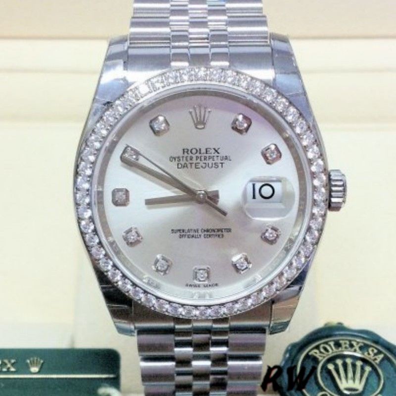 Rolex Datejust 116244 Silver Dial Diamonds 36mm Lady Replica Watch - QualitySwissReplica