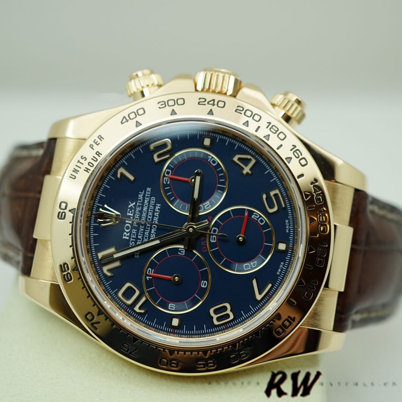 Rolex Cosmograph Daytona 116518 Yellow Gold Blue Dial 40mm Mens Replica Watch - QualitySwissReplica