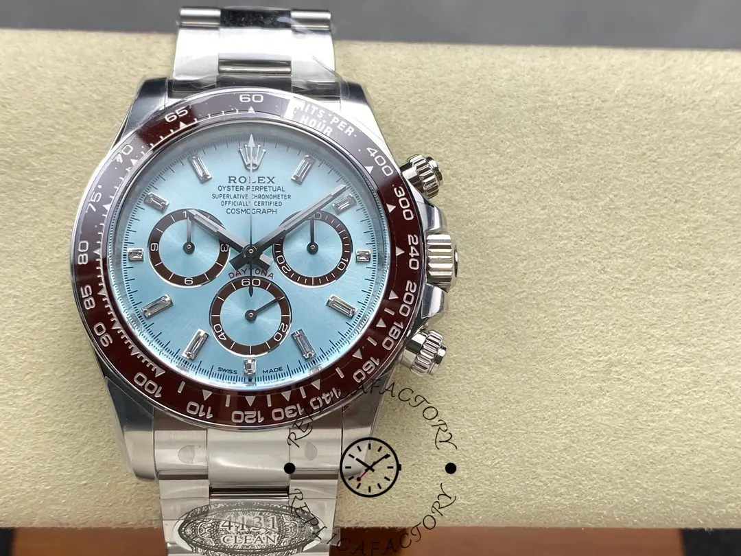 Rolex Platinum Cosmograph Daytona Ice Blue Ice Blue Diamond Baguette Mark 126506 0002 - QualitySwissReplica