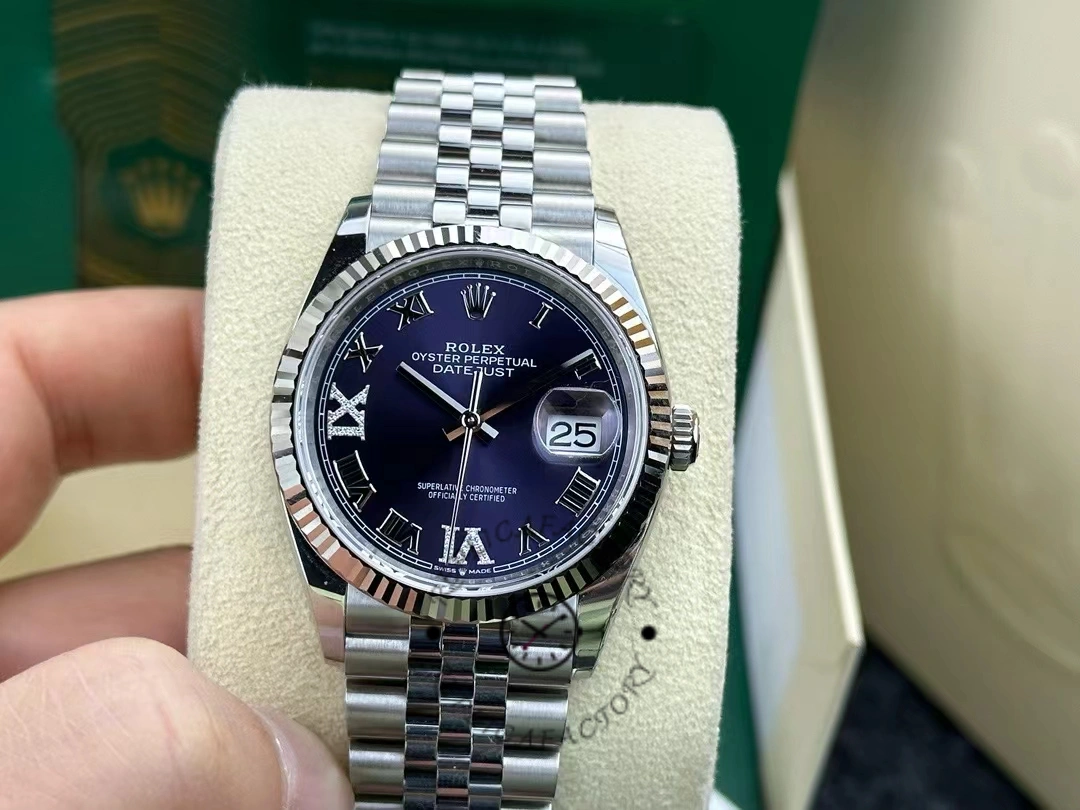 Rolex Datejust 126234 Fluted Bezel Aubergine Dial 36MM Unisex Replica Watch - QualitySwissReplica