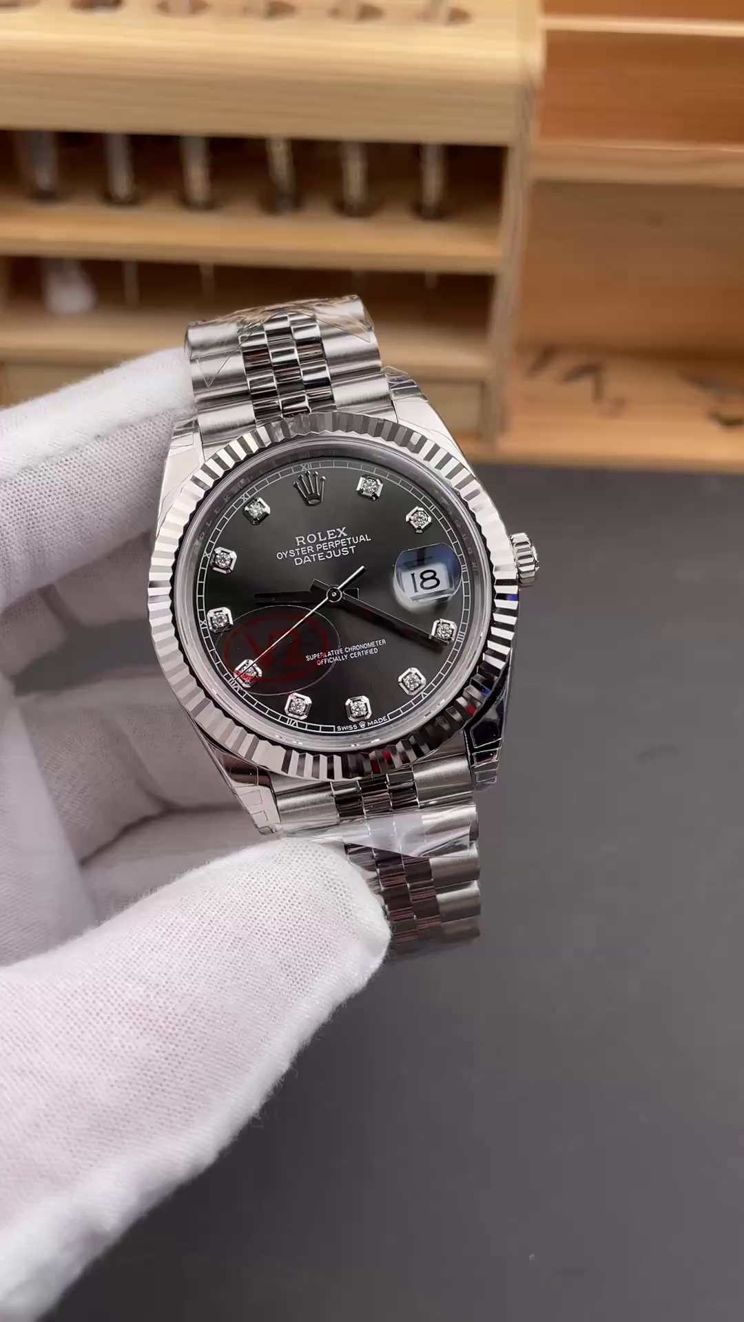 Rolex Datejust 41mm Black Diamond Dial White Rolesor Case m126334 0012 Men's Watch - QualitySwissReplica