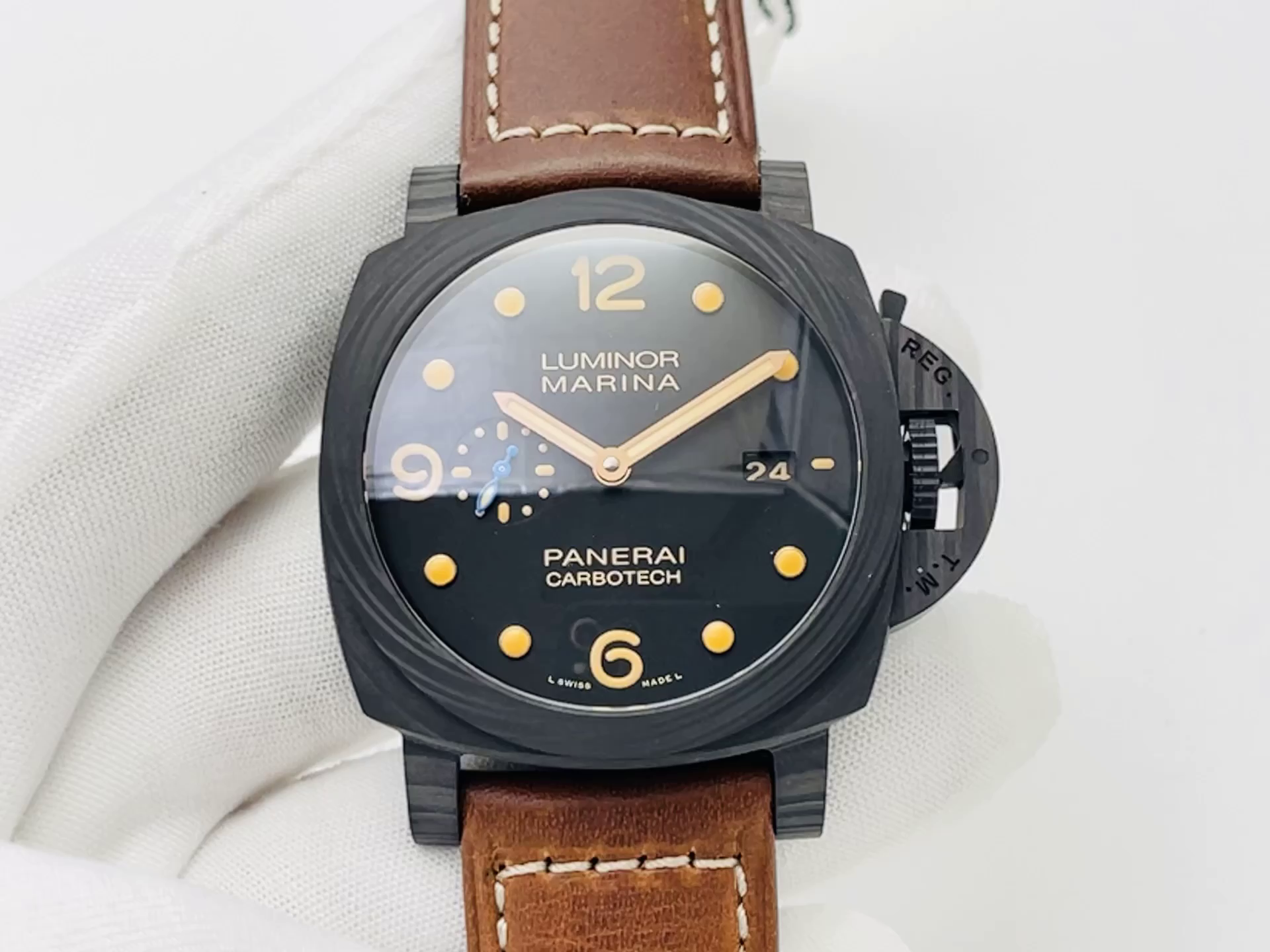 Panerai PAM00661 Luminor Marina 1950 44 Carbotech 1:1 Clone Brown Strap - QualitySwissReplica