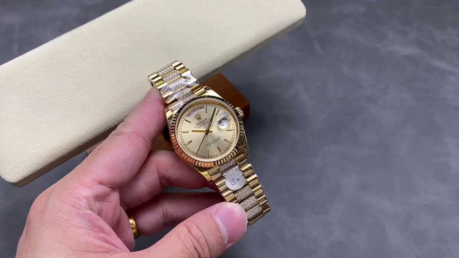Rolex Day-Date 128238 0046 Replica Champagne Dial 36mm Fluted Bezel - QualitySwissReplica