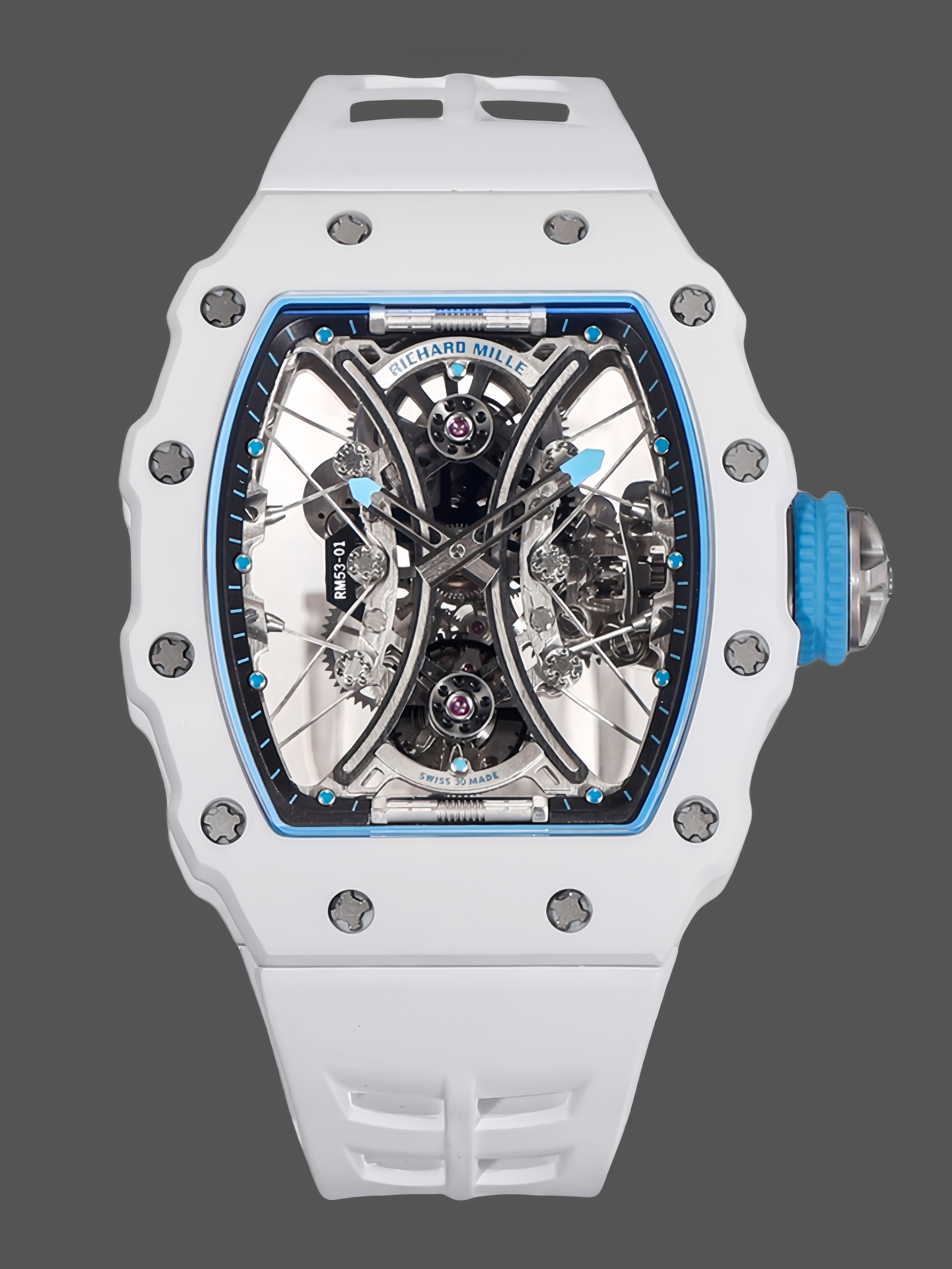 Richard Mille RM053-01 Pablo MacDonough Skeleton Dial White Rubber Strap - QualitySwissReplica