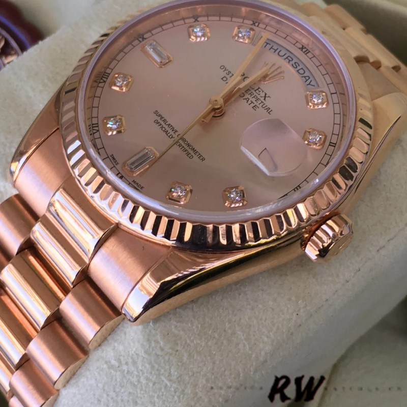 Rolex Day-Date 118235 Pink Diamond Dial 36mm Lady Replica Watch - QualitySwissReplica