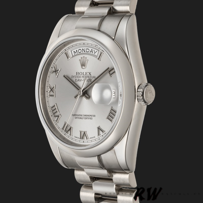 Rolex Day-Date 118209 White Gold Silver Dial Automatic 36mm Unisex Replica Watch - QualitySwissReplica