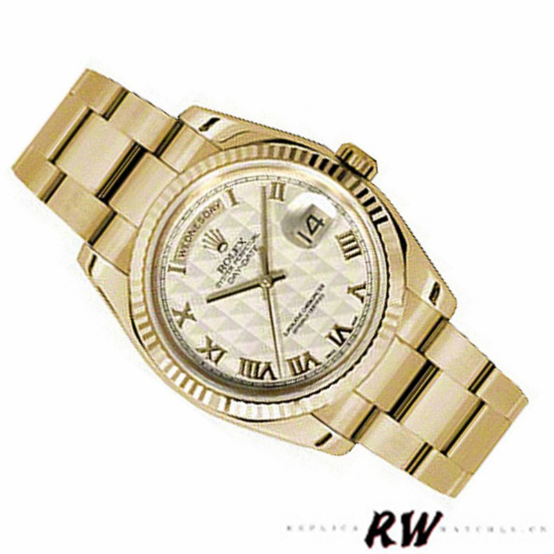 Rolex Day-Date 118238 Roman Numeral Pyramid Ivory Dial 36mm Unisex Replica Watch - QualitySwissReplica