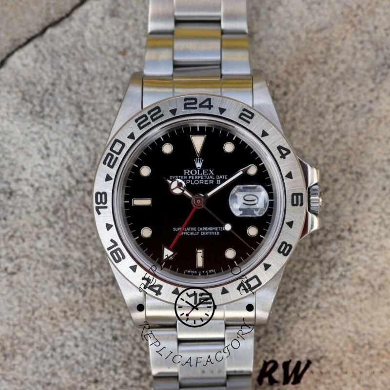 Rolex Explorer II 16550 Stainless Steel Black Dial 39MM Mens Replica Watch - QualitySwissReplica