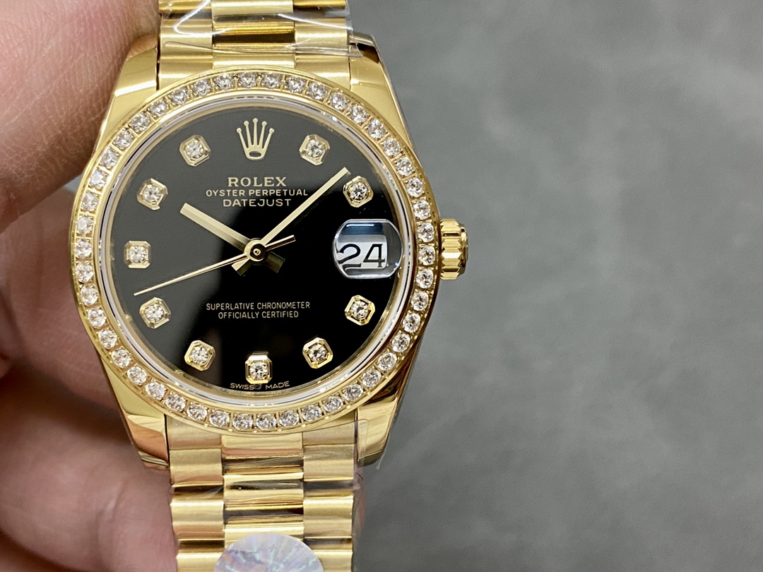 Rolex Datejust 31mm Yellow Gold Black Dial 178288 0011 Ladies Watch - QualitySwissReplica