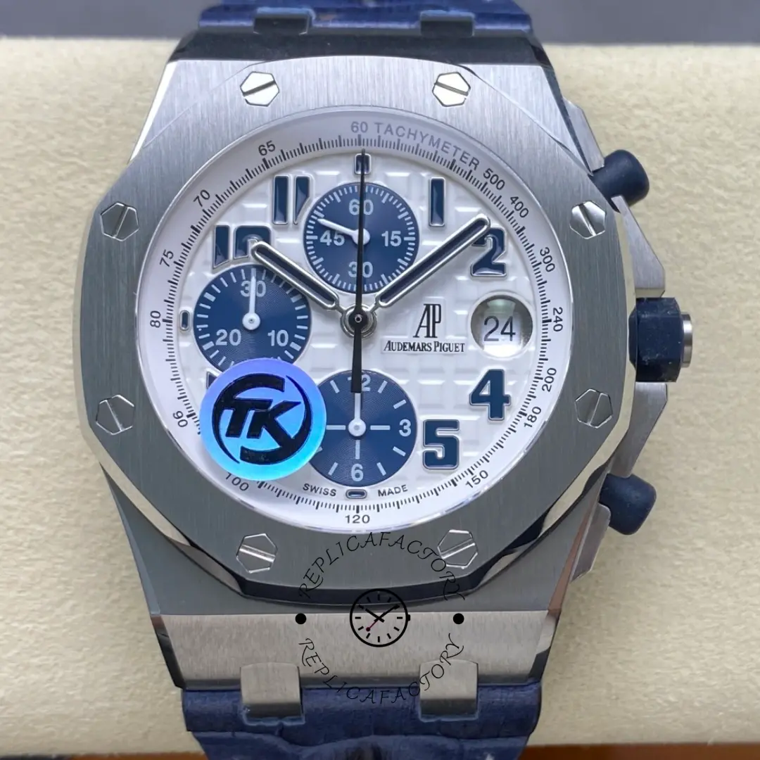 Replica AP Royal Oak Offshore 42MM 26020ST.OO.D020IN.01 Blue Leather Strap - QualitySwissReplica
