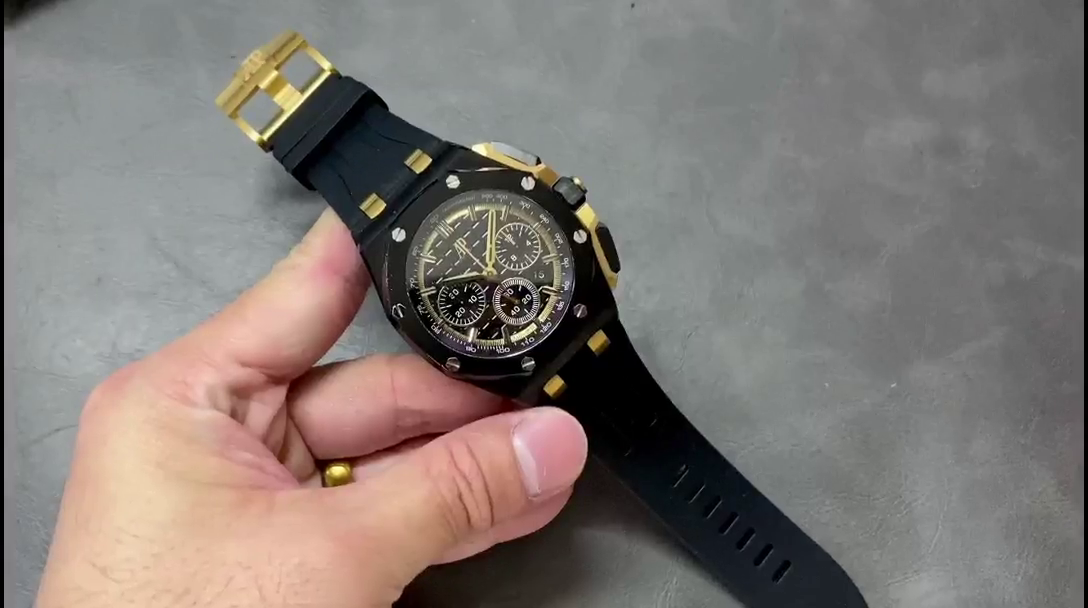 AP Royal Oak Offshore 43 Two-Tone Replica Rubber Strap 26420CE.OO.A127CR.01 - QualitySwissReplica