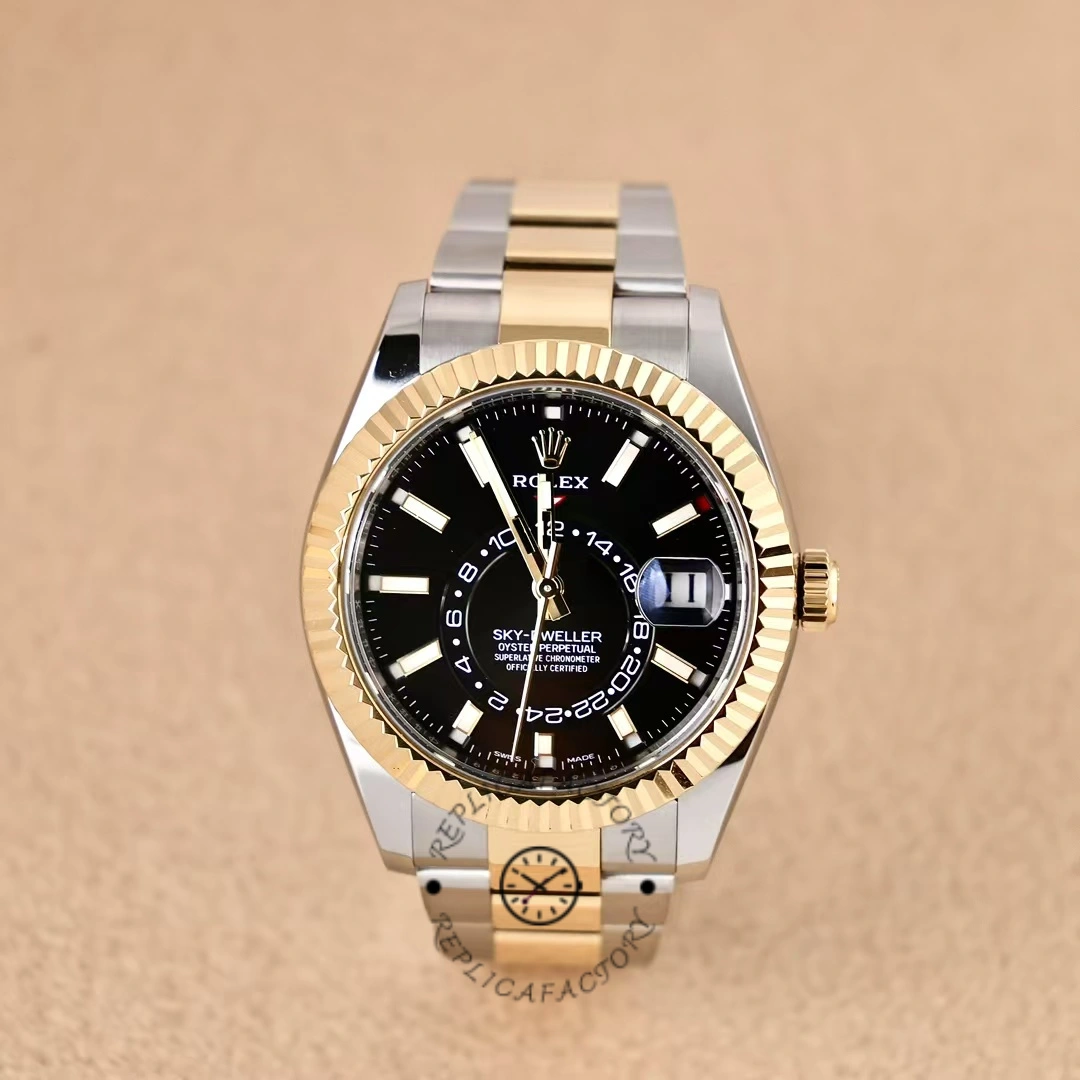 Rolex Sky-Dweller 326933 Black Dial Stainless Steel 42MM Mens Replica Watch - QualitySwissReplica