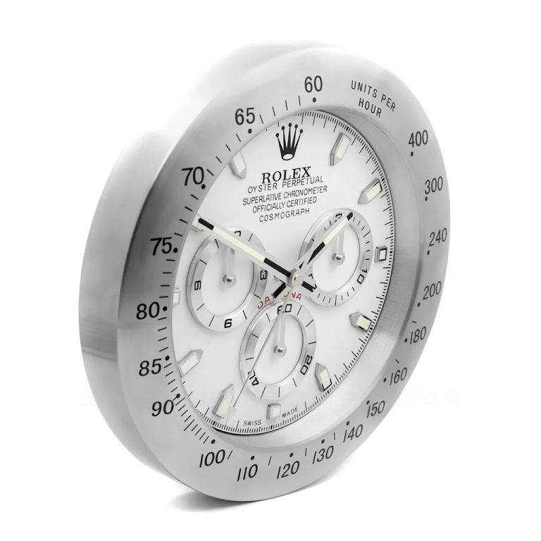 Rolex Daytona Silver & White Wall Clock - QualitySwissReplica