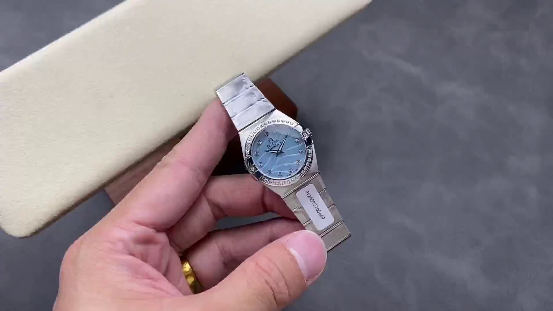 Omega Constellation Quartz 123.10.27.60.57.001 Diamond Bezel Clone Watch - QualitySwissReplica