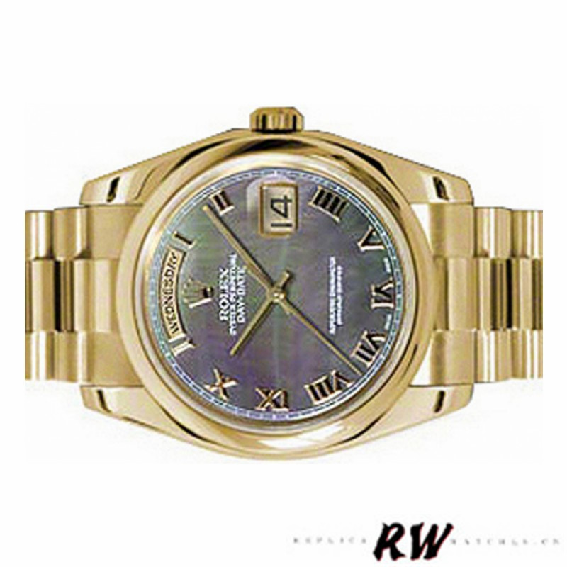 Rolex Day-Date 118238 Dark Mother Of Pearl Dial Yellow Gold 36mm Unisex Replica Watch - QualitySwissReplica