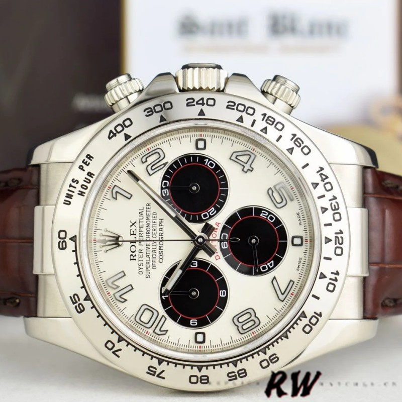 Rolex Daytona 116519 Panda Dial Chocolate Leather Strap 40mm Mens Replica Watch - QualitySwissReplica