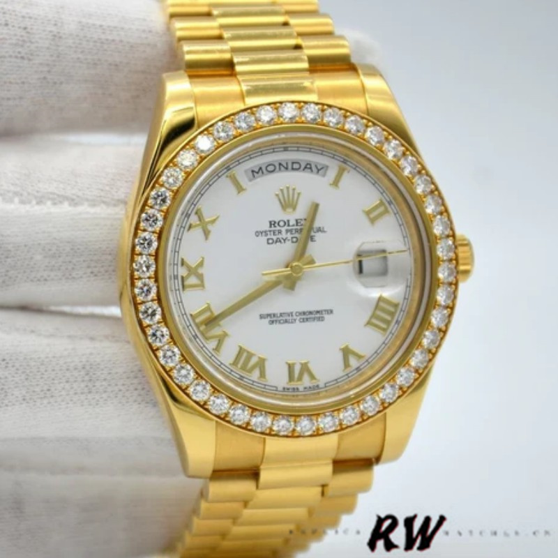 Rolex Day-Date 118348 White Roman Numeral Dial 36mm Unisex Replica Watch - QualitySwissReplica
