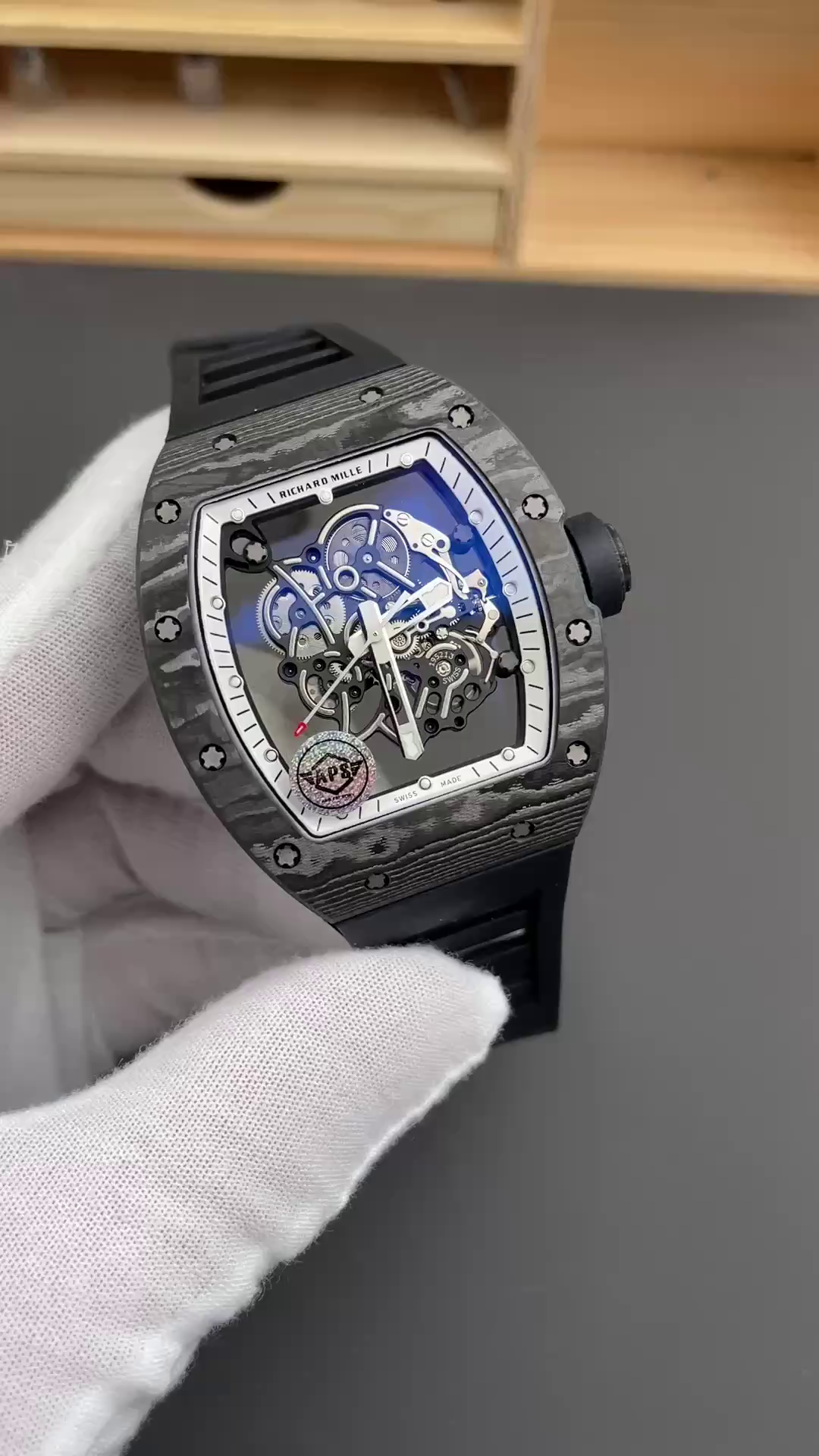 Richard Miller RM 055 RMUL2 NTPT Carbon Fiber Black & White - QualitySwissReplica