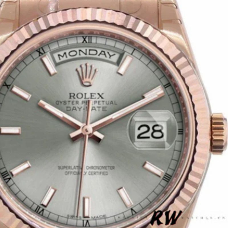 Rolex Day-Date 118235 Rhodium Grey Dial 36mm Unisex Replica Watch - QualitySwissReplica