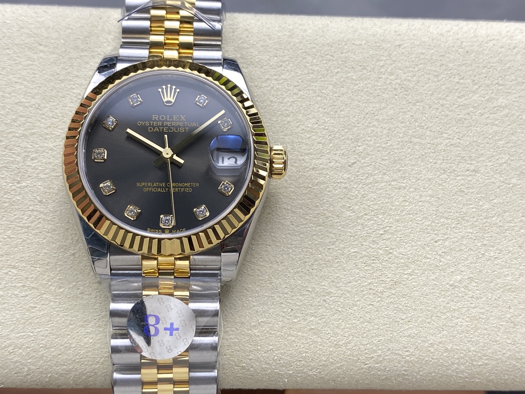 Rolex Datejust 31mm Stainless Steel and Yellow Gold 278273 0022 Grey Diamond Jubilee - QualitySwissReplica
