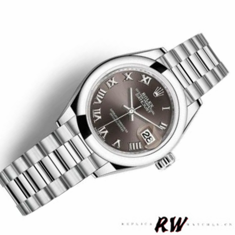 Rolex Datejust 279166 Dark Grey Roman Numeral Dial Domed Bezel 28mm Lady Replica Watch - QualitySwissReplica
