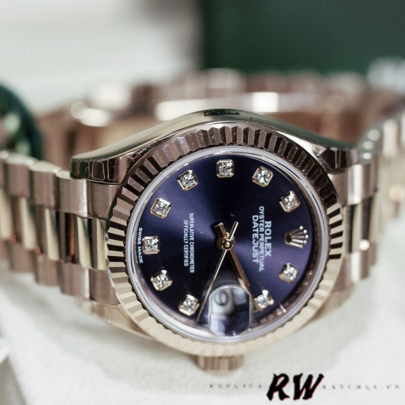 Rolex Datejust 279175 Aubergine Diamonds Dial Fluted Bezel 28mm Lady Replica Watch - QualitySwissReplica