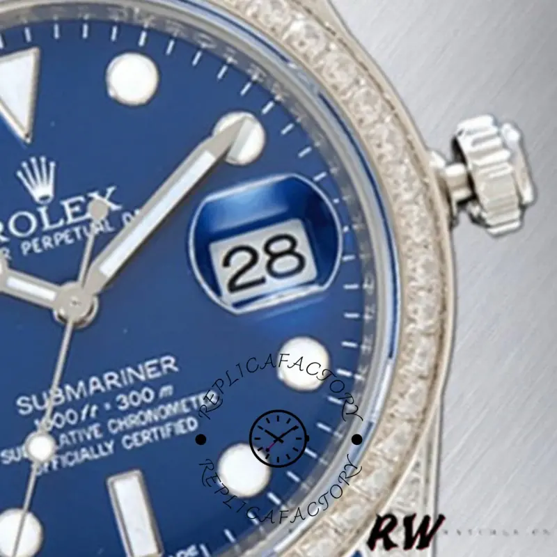 Rolex Submariner 116610 Blue Dial Blue Rubber strap 40mm Mens Replica Watch - QualitySwissReplica