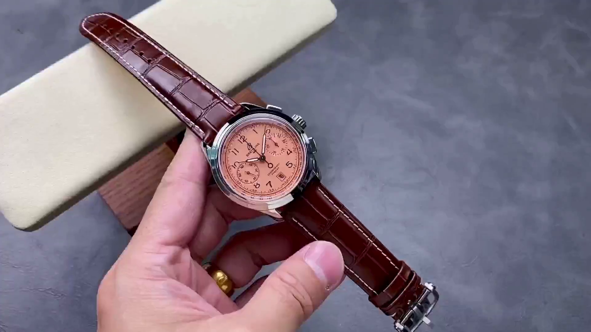 Breitling Premier B01 Chronograph 42 AB0145331K1P2 Replica Copper Dial - QualitySwissReplica