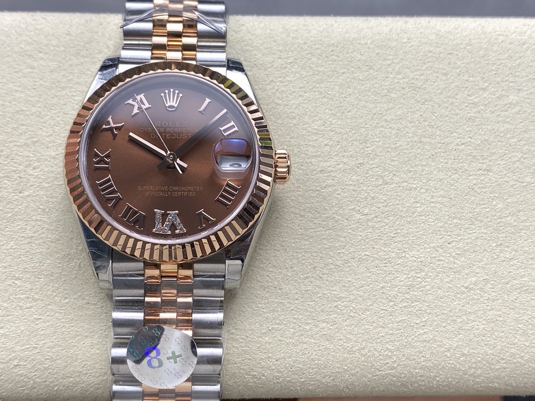 Rolex Datejust 31mm Rose Gold 278271 0004 Chocolate Roman VI Jubilee - QualitySwissReplica