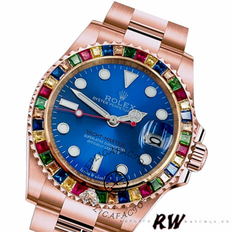 Rolex Yacht-Master 116695 Everose Gold Blue Dial 40MM Mens Replica Watch - QualitySwissReplica