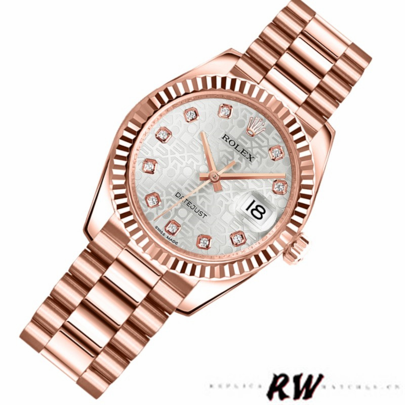 Rolex Datejust 178275 Everose Gold Jubile Silver Dial 31mm Lady Replica Watch - QualitySwissReplica
