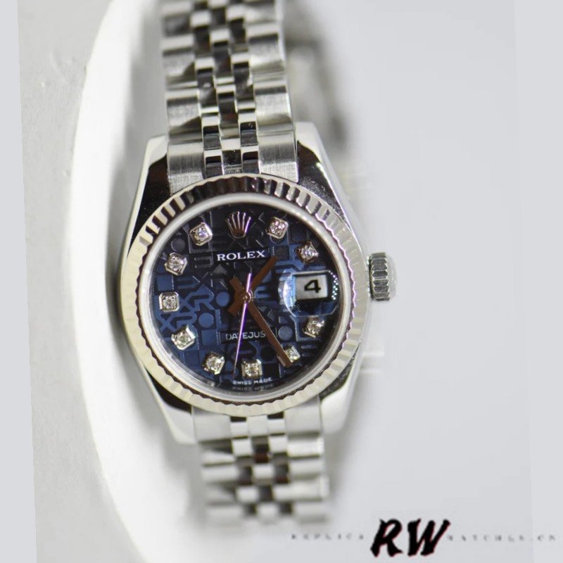 Rolex Datejust 179174 Jubilee Blue Diamond Dial Fluted Bezel 26MM Lady Replica Watch - QualitySwissReplica