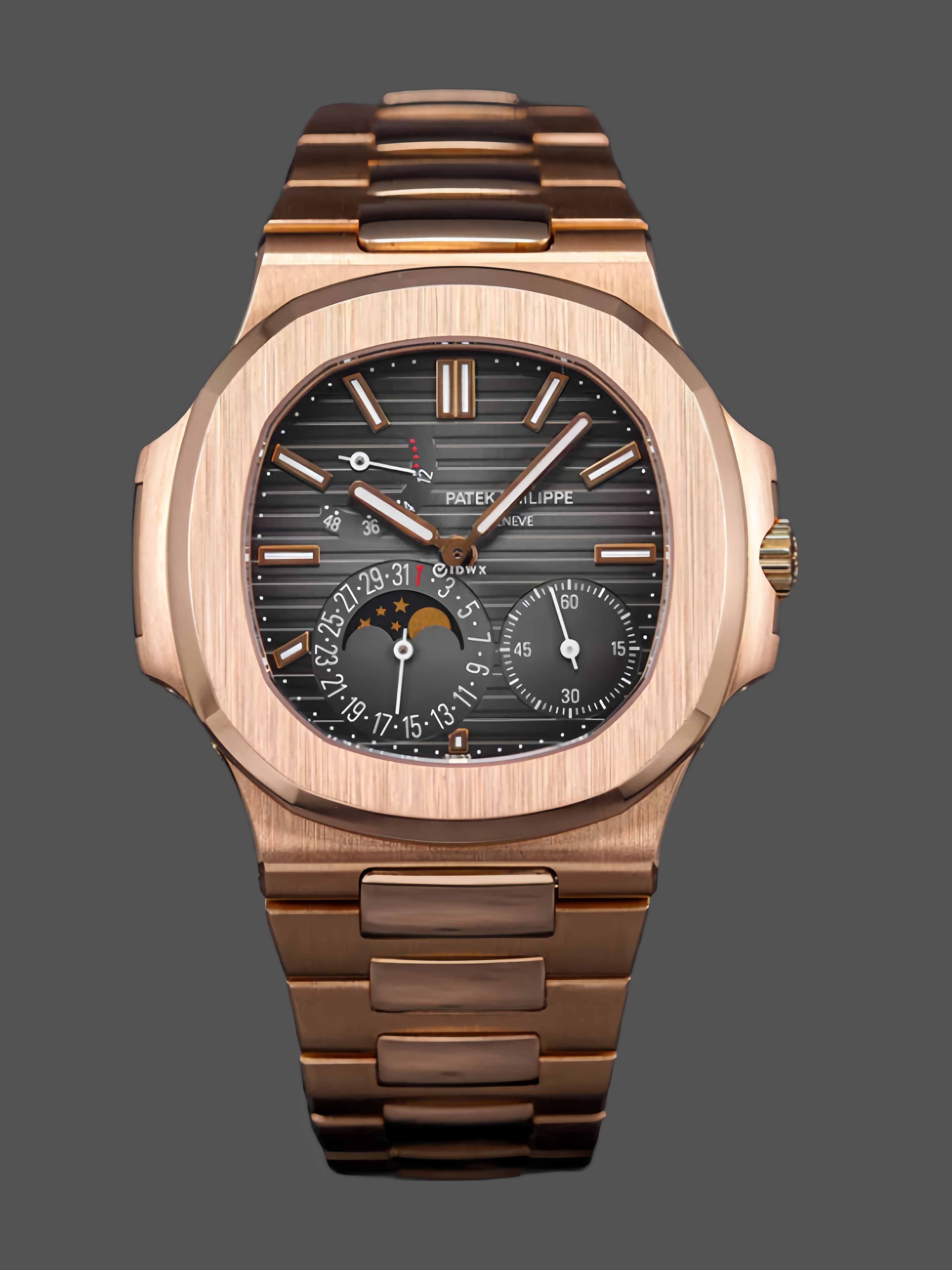 Patek Philippe Nautilus Moon Phase Rose Gold Black Dial 5712 1R 001 40MM - QualitySwissReplica