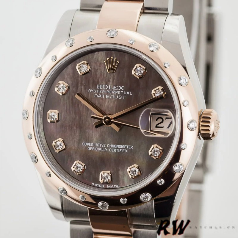 Rolex Datejust 178341 Black MOP Diamond Dial 31MM Lady Replica Watch - QualitySwissReplica