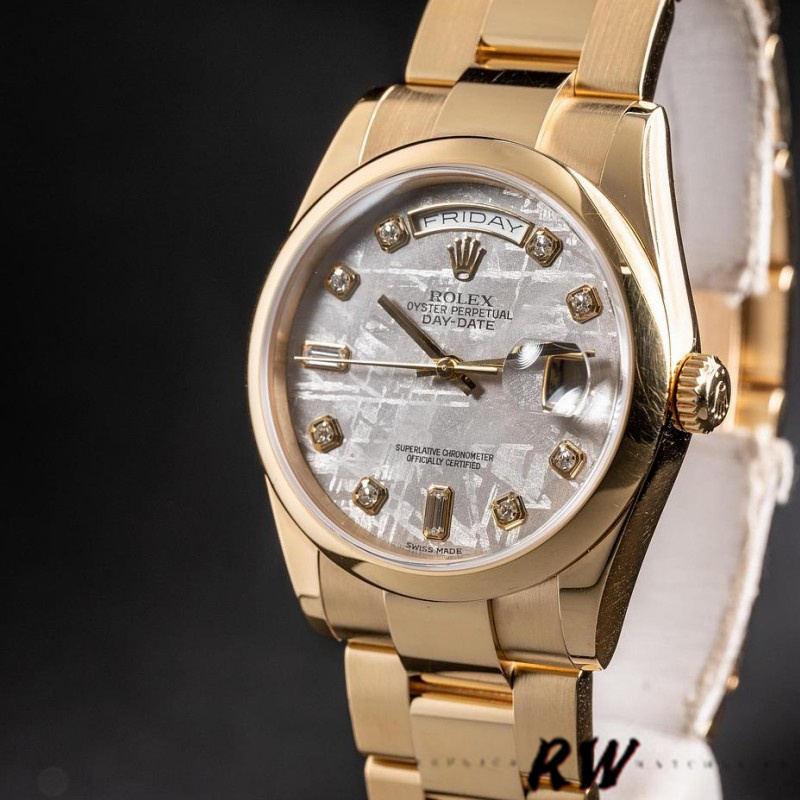 Rolex Day-Date 118208 Meteorite Grey Diamond Dial 36mm Unisex Replica Watch - QualitySwissReplica