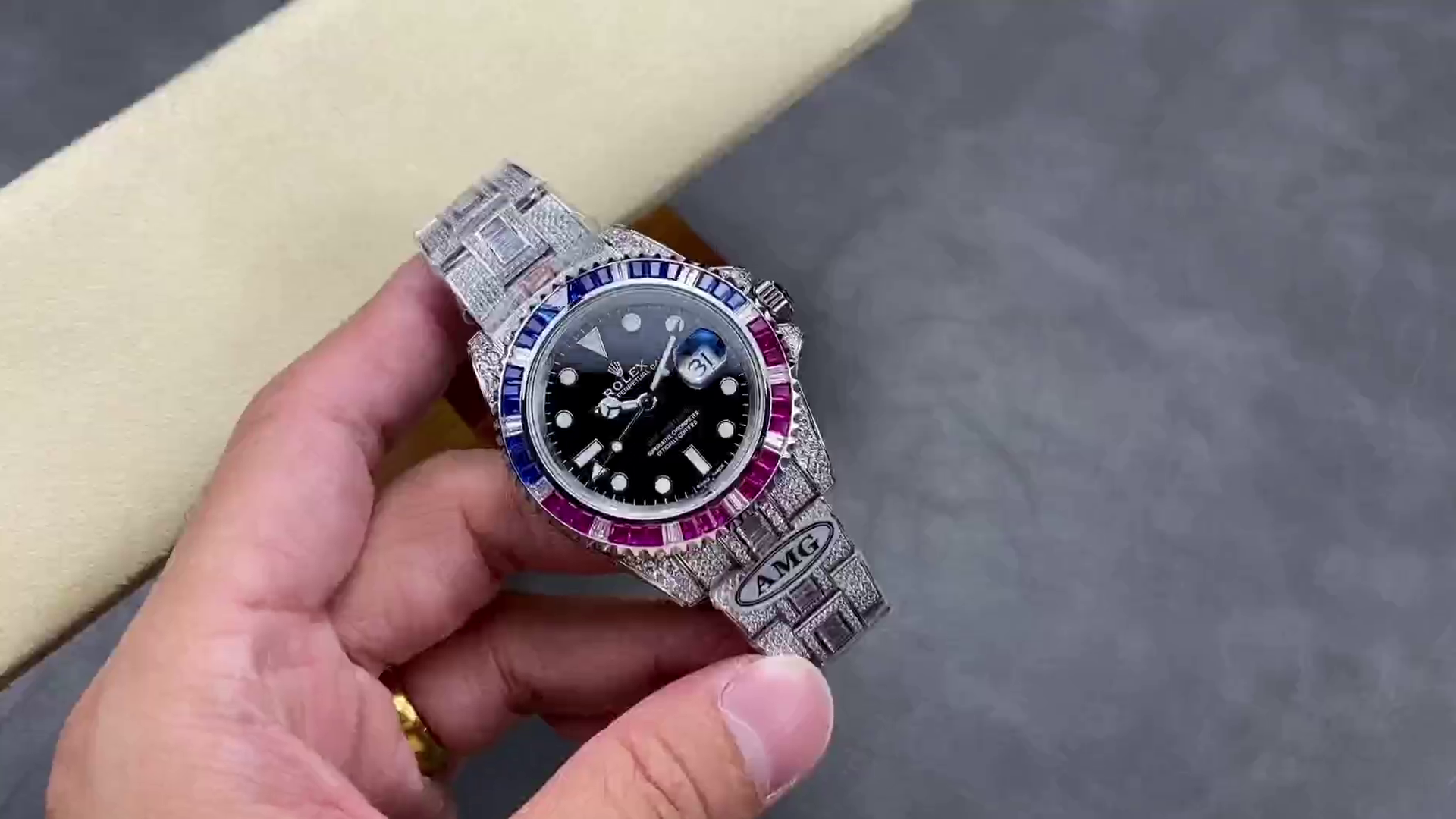 Rolex GMT Master AMG 126710BLRO 40mm With Dual Time & Sapphire Mirror Diamond Watch - QualitySwissReplica