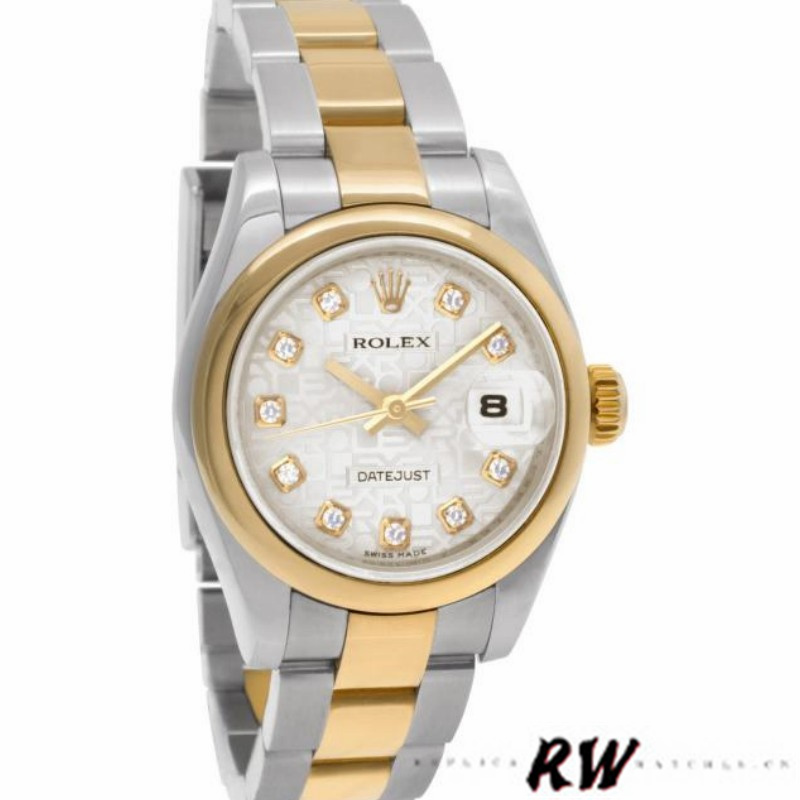 Rolex Datejust 179163 Silver Jubilee Dial Domed Dezel 26MM Lady Replica Watch - QualitySwissReplica