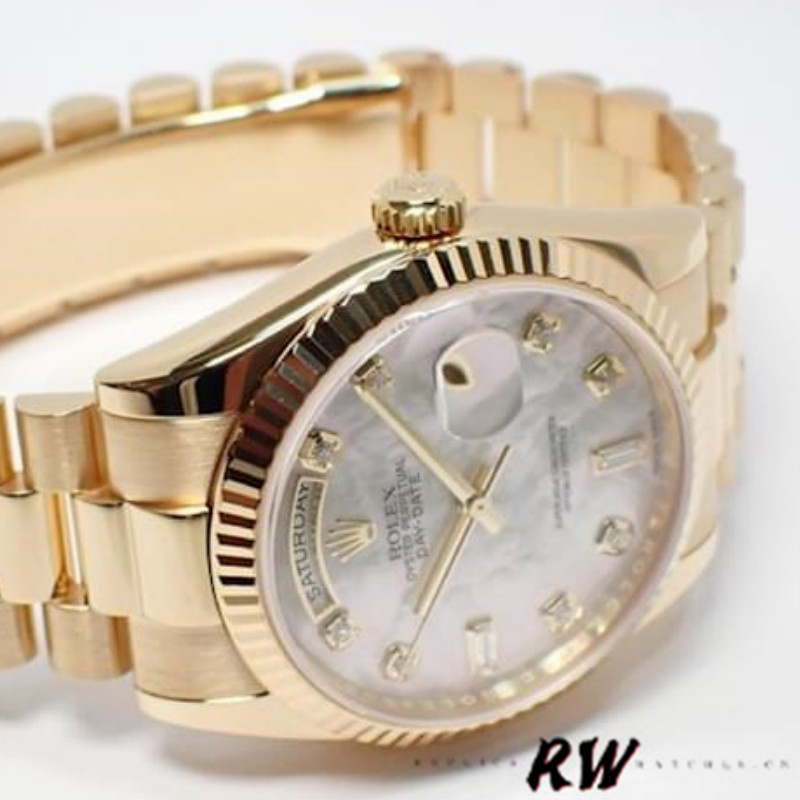 Rolex Day-Date 118238 Mother of Pearl White Dial 36mm Unisex Replica Watch - QualitySwissReplica