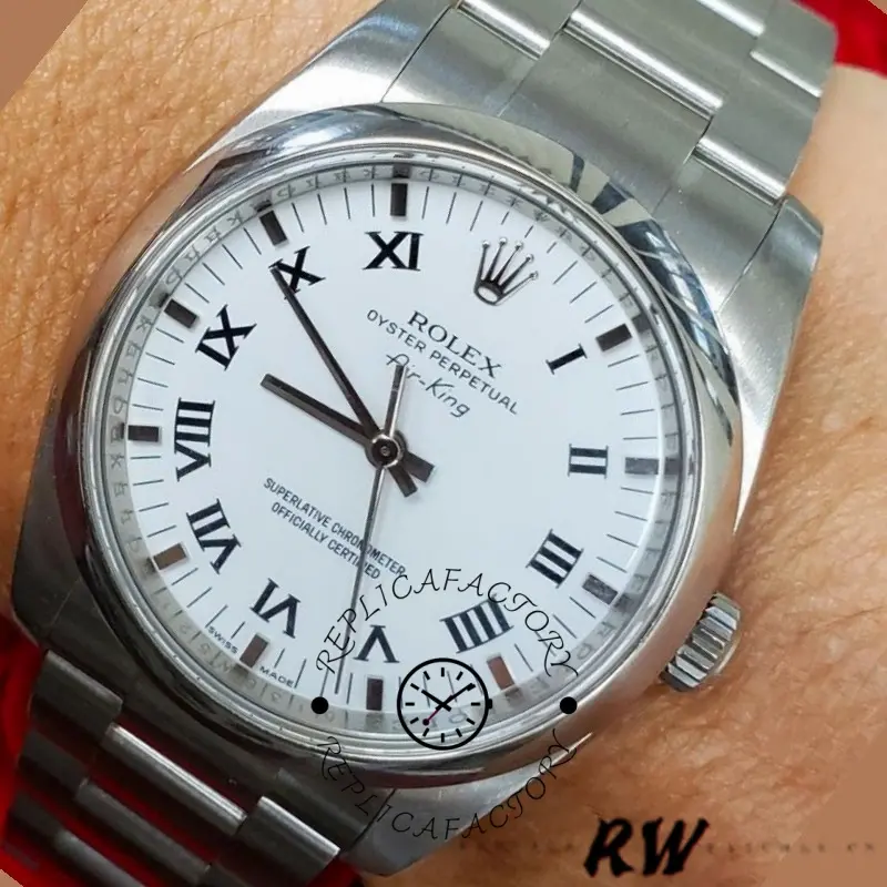 Rolex Oyster Perpetual Air-King 114200 White Dial 34mm Unisex Replica Watch - QualitySwissReplica