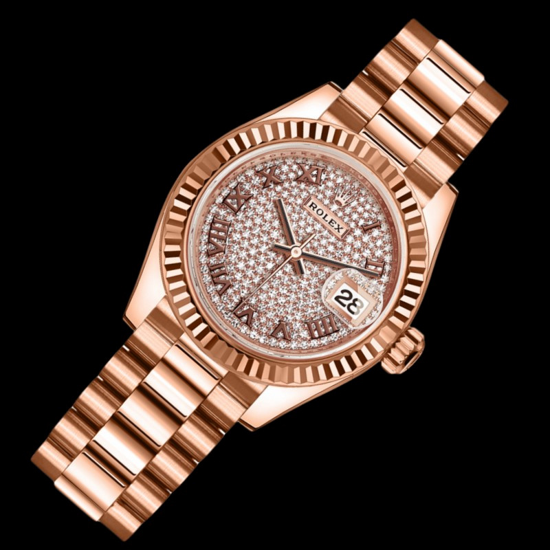 Rolex Datejust 279175 Diamond Paved Dial Fluted Bezel 28mm Lady Replica Watch - QualitySwissReplica