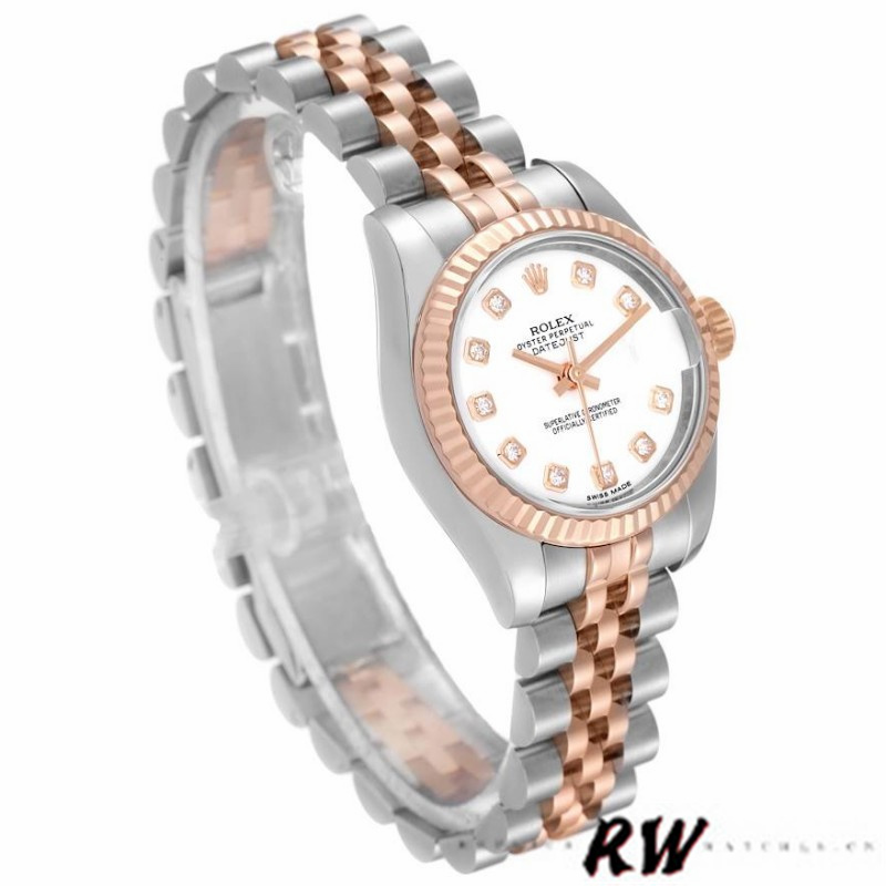 Rolex Datejust 179171 White Diamond Dial Fluted Bezel 26MM Lady Replica Watch - QualitySwissReplica