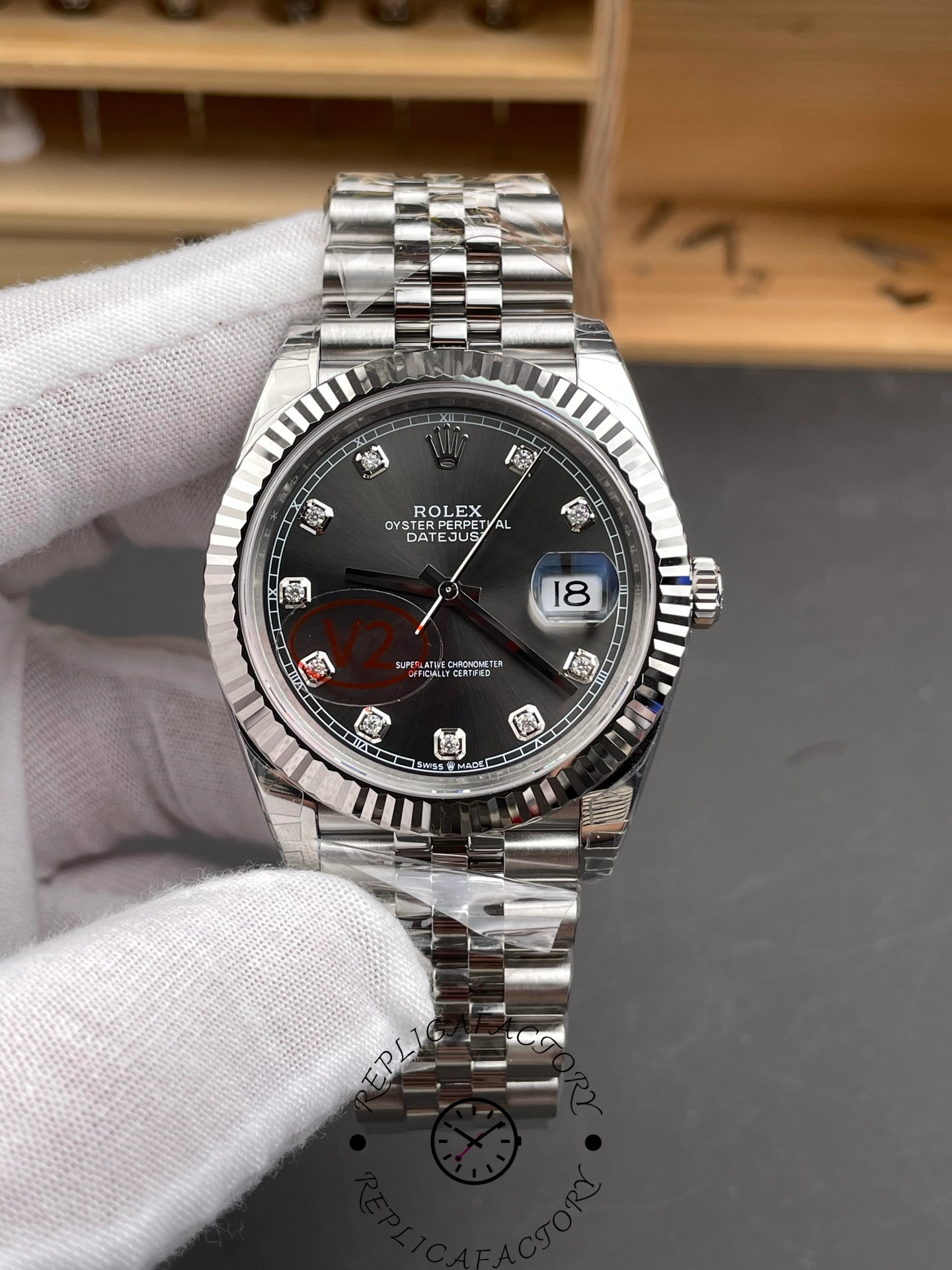 Rolex Datejust 41mm Black Diamond Dial White Rolesor Case m126334 0012 Men's Watch - QualitySwissReplica