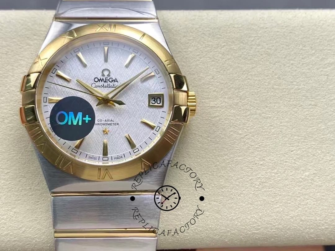 Omega Constellation Replica 38MM Co-axial 123.20.38.21.02.006 Yellow Gold Index - QualitySwissReplica