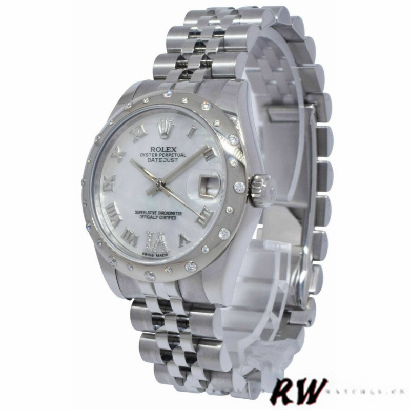 Rolex Datejust 178344 Mother of Pearl White Dial Diamond 31MM Lady Replica Watch - QualitySwissReplica