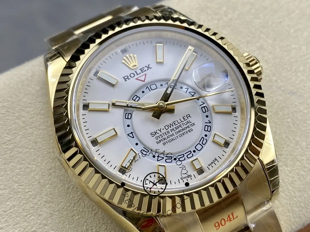 Rolex Sky Dweller Yellow Gold White Dial Oyster M336938 0003 Men's Replica Watch - QualitySwissReplica