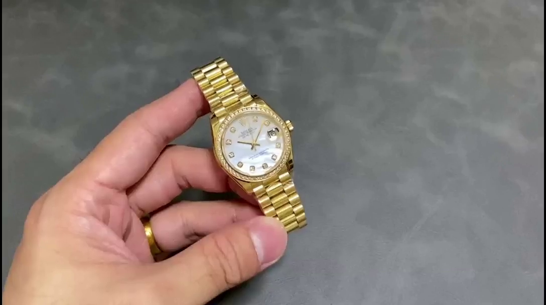Rolex Datejust 31 Yellow Gold Mother-of-Pearl Diamond Dial Diamond Bezel m278288rbr 0006 - QualitySwissReplica