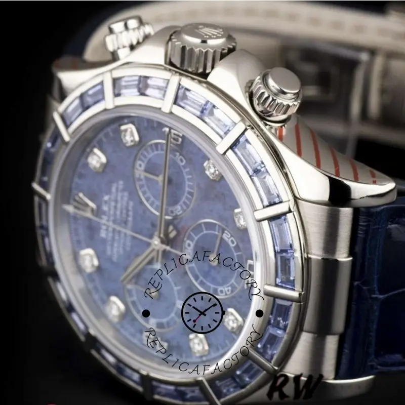Rolex Daytona 116589BR Sodalite Dial Baguette Diamond Bezel 40mm Mens Replica Watch - QualitySwissReplica