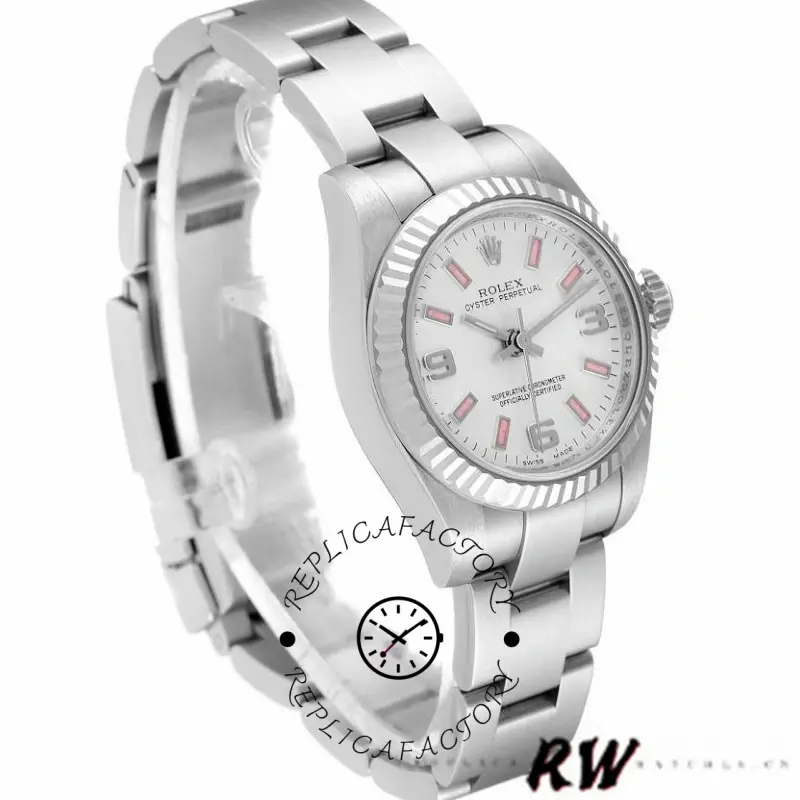 Rolex Oyster Perpetual 176234 Silver Dial Pink Baton 26MM Lady Replica Watch - QualitySwissReplica