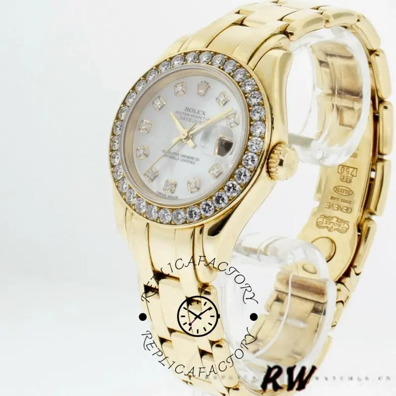 Rolex Pearlmaster 80298 White MOP Dial 29MM Lady Replica Watch - QualitySwissReplica